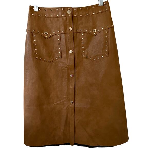 Zara Dresses & Skirts - Zara Womens Faux Leather A-Line Midi Skirt Med Brown Western Party Holiday NYE
